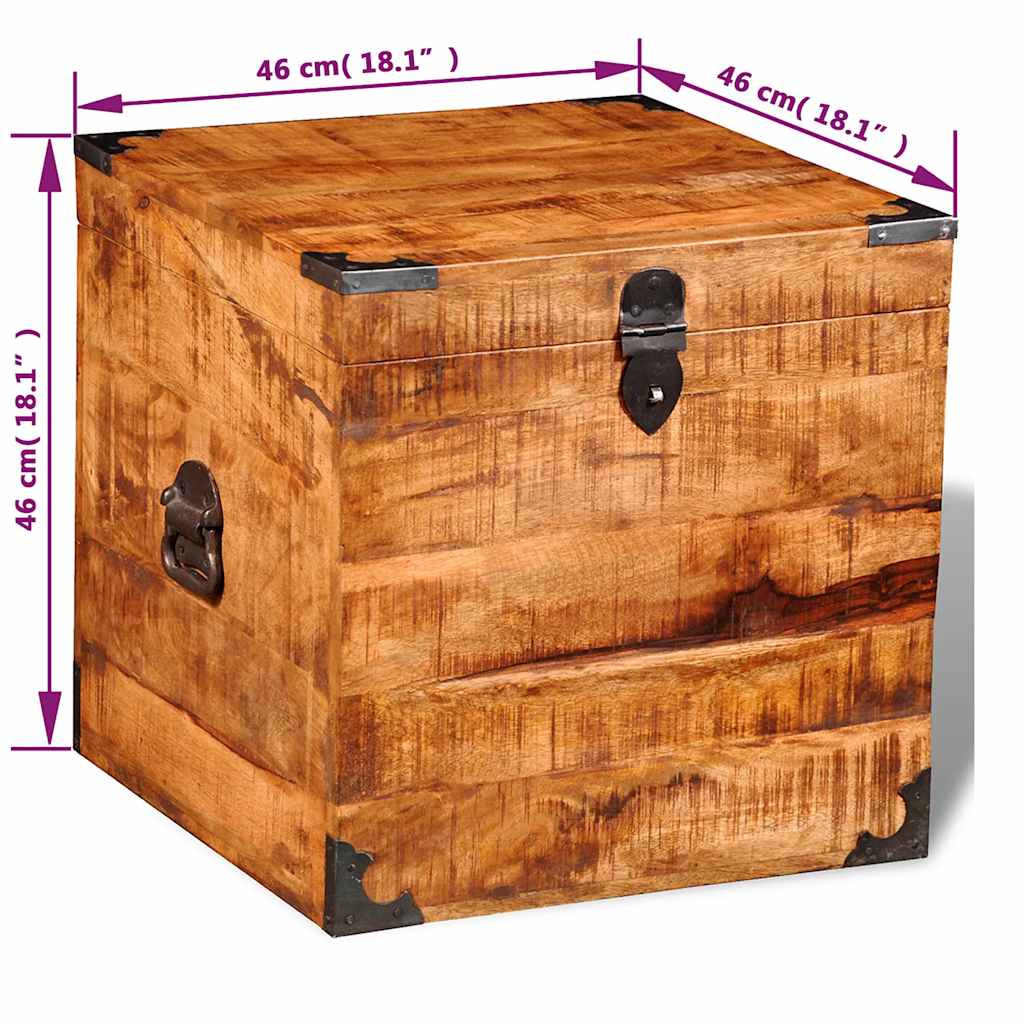 vidaXL Storage Box | Brown | Rough mango wood | 46 x 46 x 46 cm | Storage Box