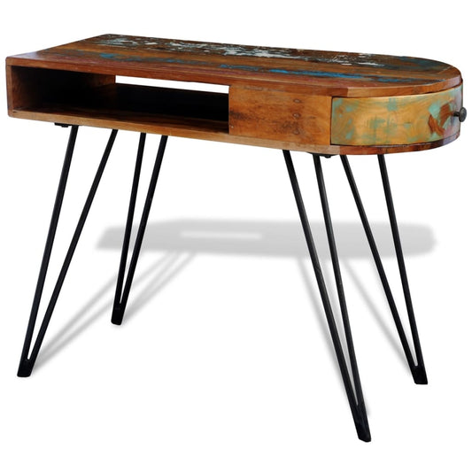 241641 vidaXL Desk Reclaimed Solid Wood with Iron Legs