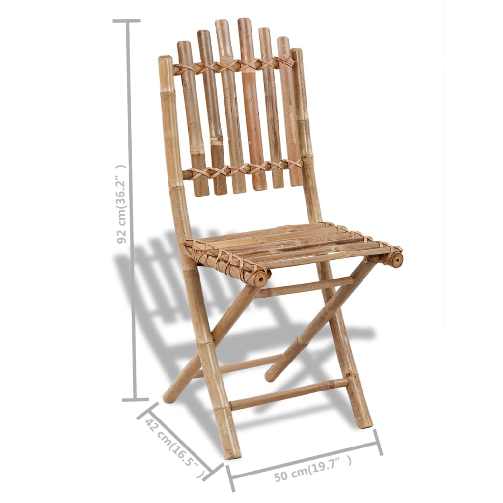 vidaXL Garden Chair | Set of 4 | Natural Bamboo | Solid Bamboo | Medium