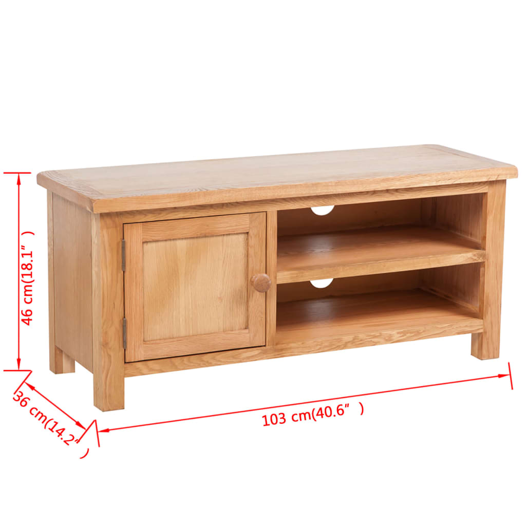 vidaXL TV Cabinet 103x36x46 cm Solid Oak Wood