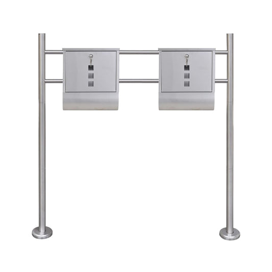 vidaXL Double Mailbox on Stand Stainless Steel