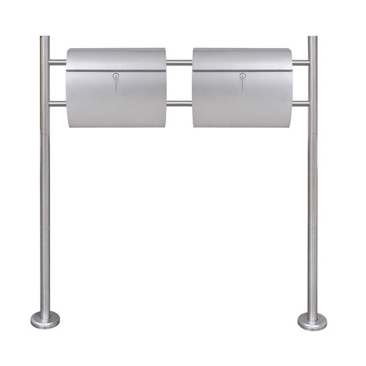 vidaXL Double Mailbox on Stand Stainless Steel