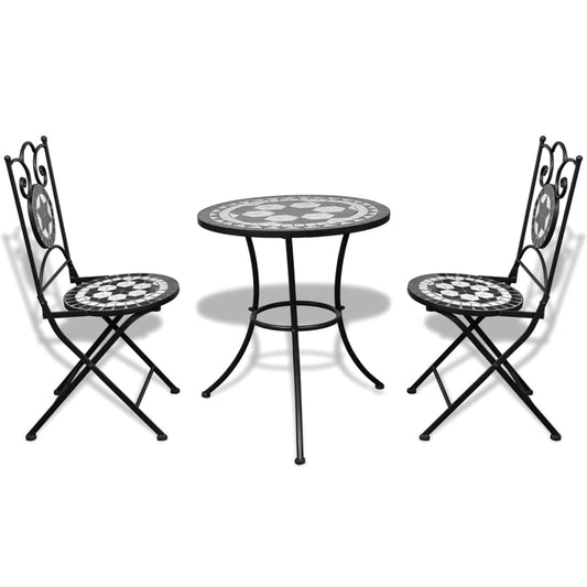 vidaXL Patio Furniture | Black and White | Powder-coated iron and ceramic