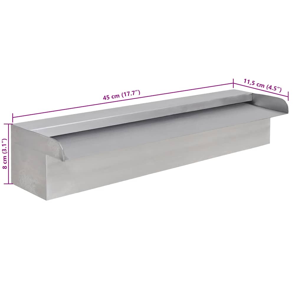 41666 Rectangular Waterfall Pool Fountain Stainless Steel 45 cm