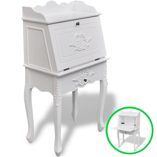 vidaXL Desk | White | MDF and Pinewood | 60 x 36.4 x 111 cm | Desk | Rectangular