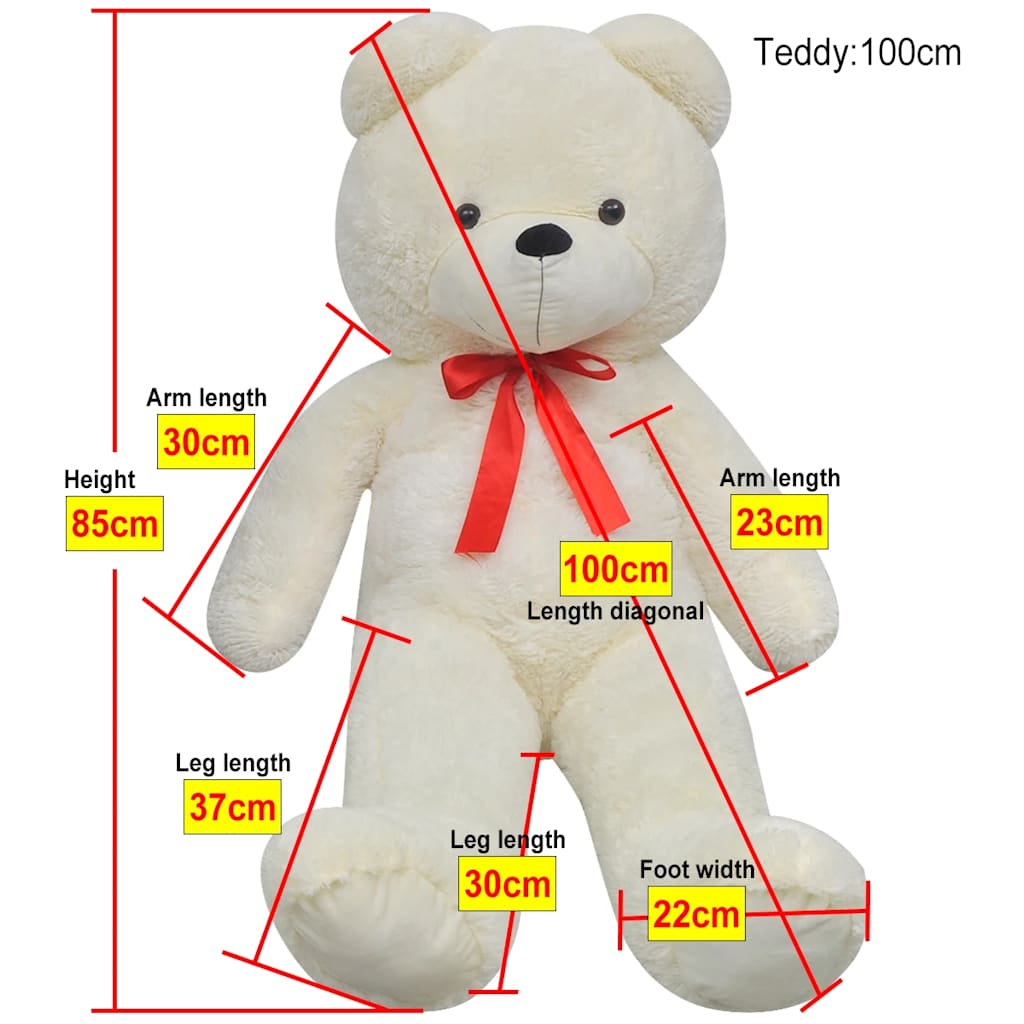 vidaXL XXL Soft Plush Teddy Bear Toy White 85 cm