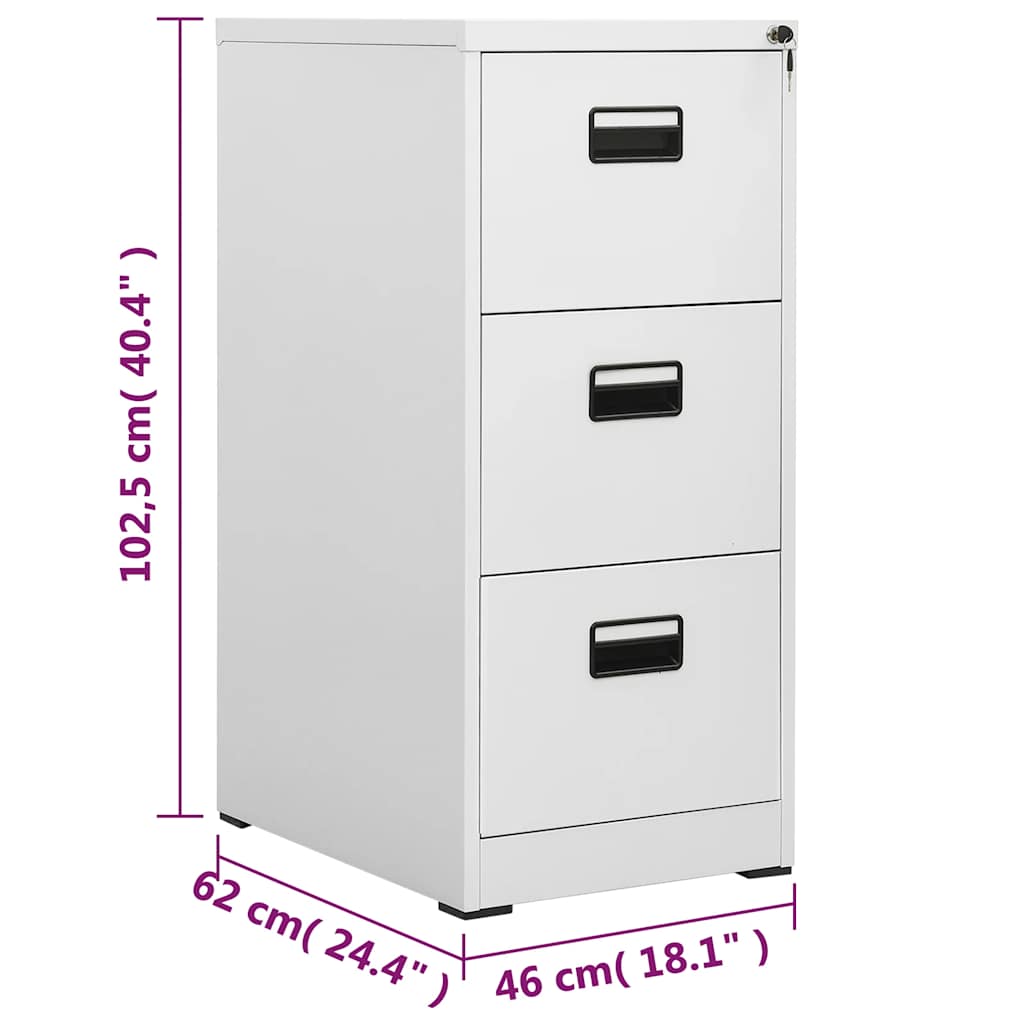 vidaXL Filing Cabinet Light Grey 46x62x102,5 cm Steel