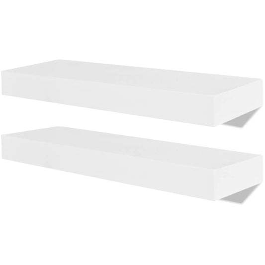 vidaXL 2 White MDF Floating Wall Display Shelves Book/DVD Storage