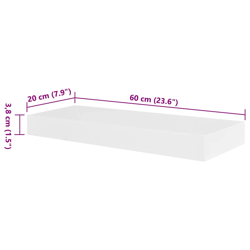 vidaXL Floating Wall Display Shelves Book/DVD Storage White MDF 2 pcs