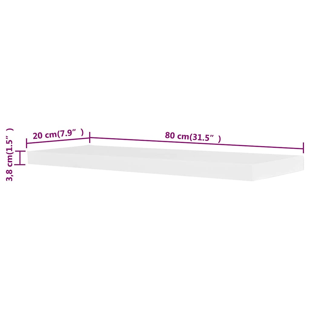 vidaXL 2 White MDF Floating Wall Display Shelves Book/DVD Storage