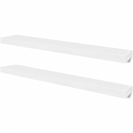 vidaXL 2 White MDF Floating Wall Display Shelves Book/DVD Storage