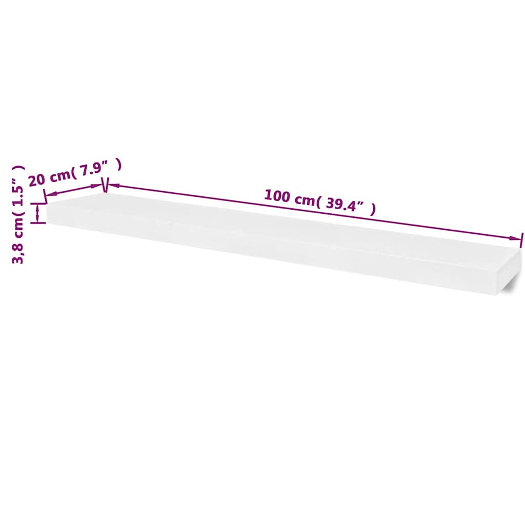 vidaXL 2 White MDF Floating Wall Display Shelves Book/DVD Storage