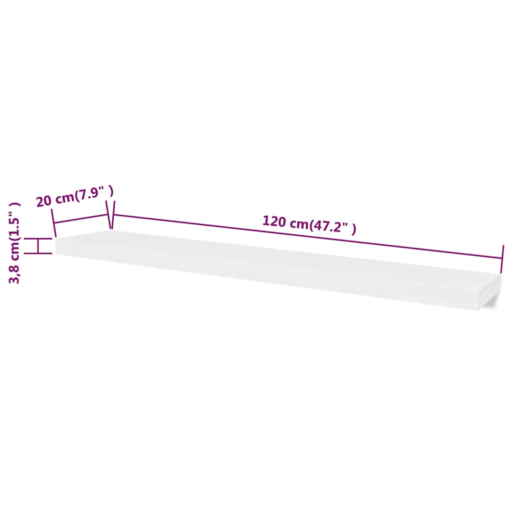 vidaXL 2 White MDF Floating Wall Display Shelves Book/DVD Storage