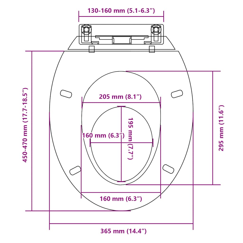 vidaXL Soft-close Toilet Seat White Oval