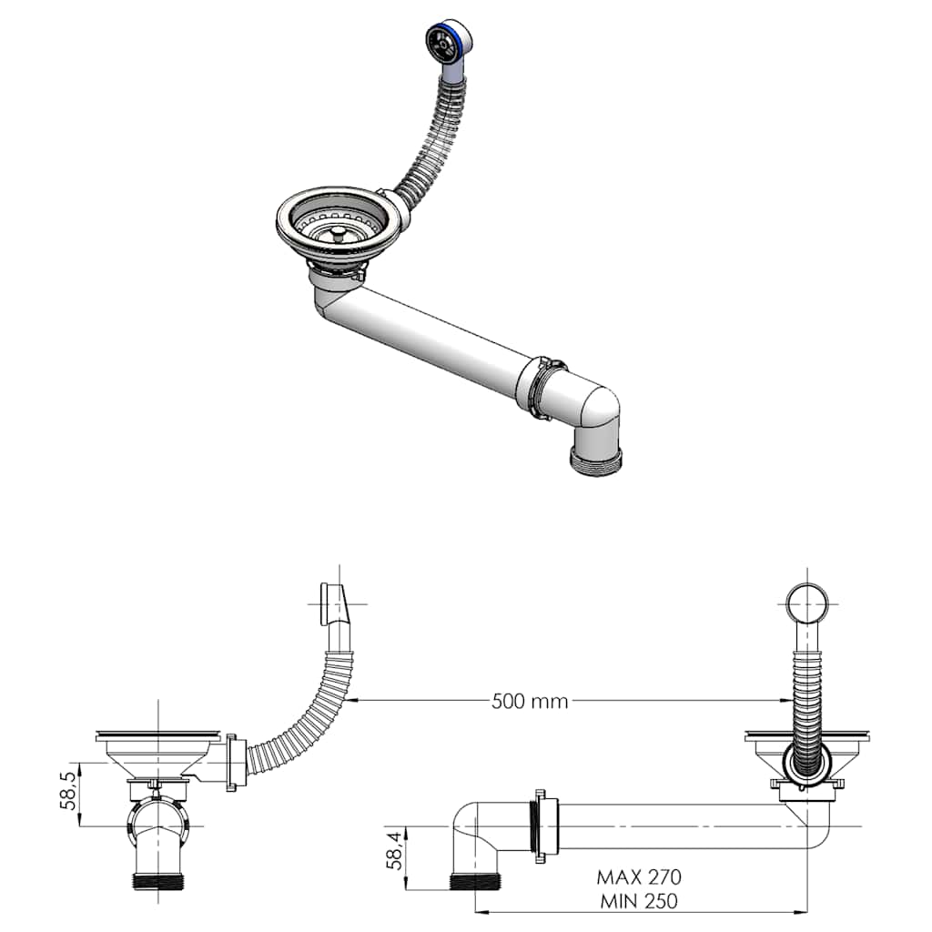 vidaXL Overmount Kitchen Sink Single Basin Granite Grey