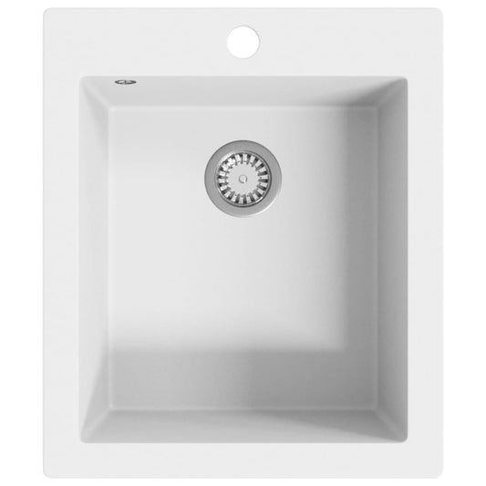 141674 vidaXL Overmount Kitchen Sink Single Basin Granite White
