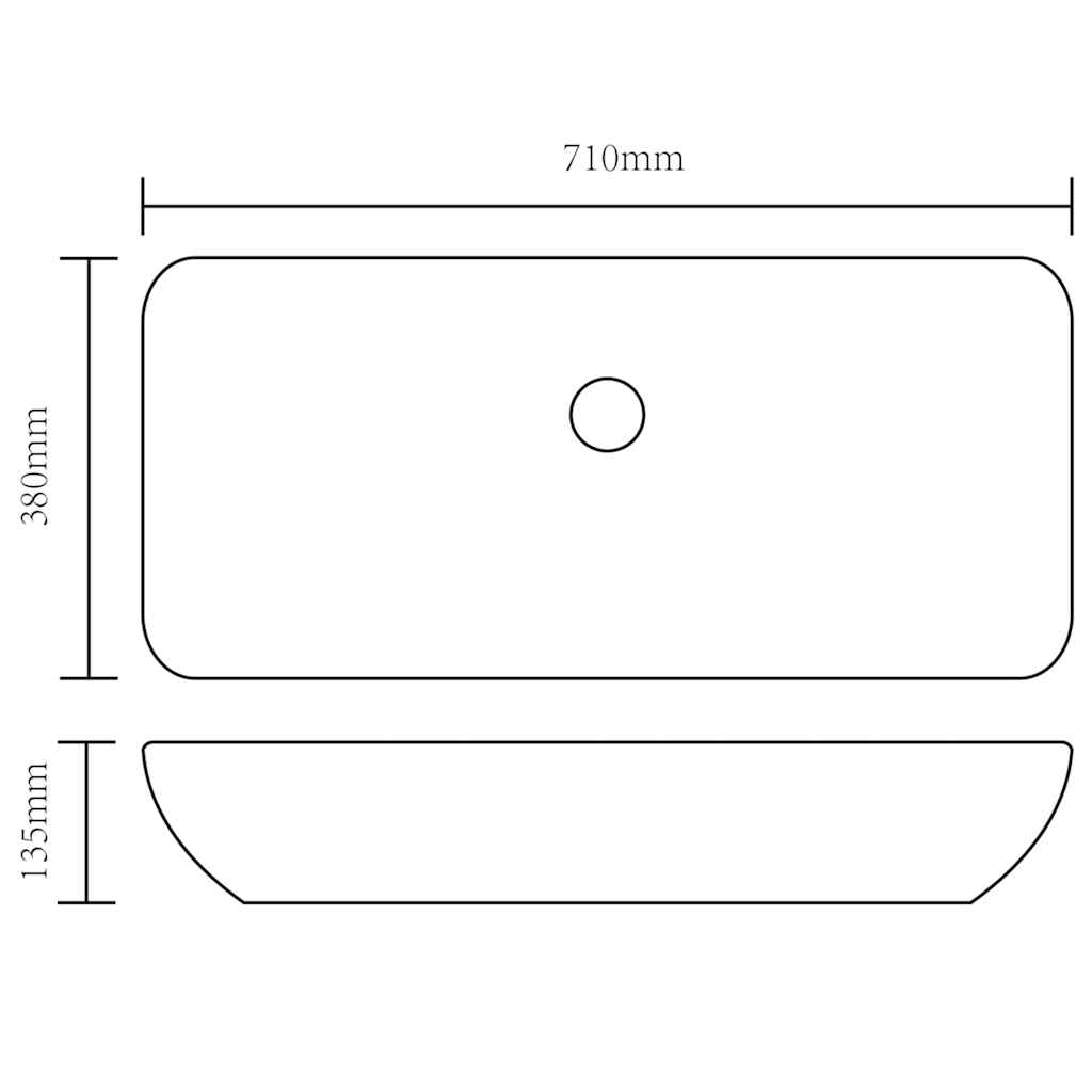 vidaXL Ceramic Bathroom Sink Basin Black Rectangular