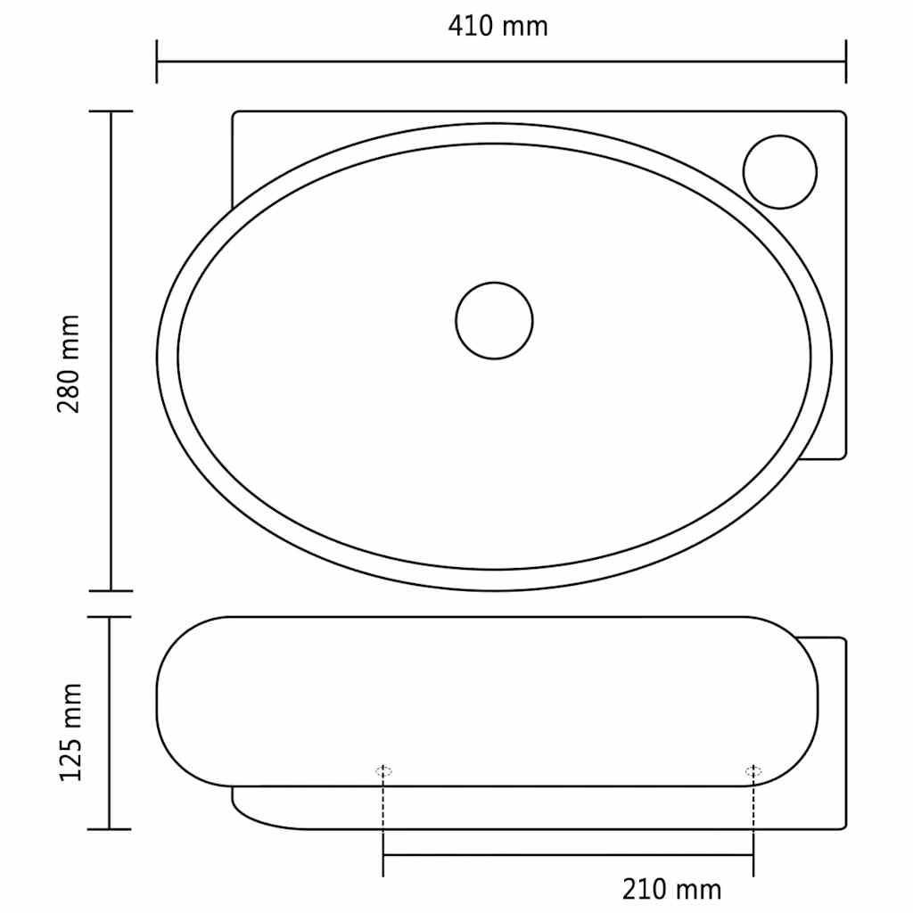 141925 Ceramic Bathroom Sink Basin Faucet/Overflow Hole Black Round