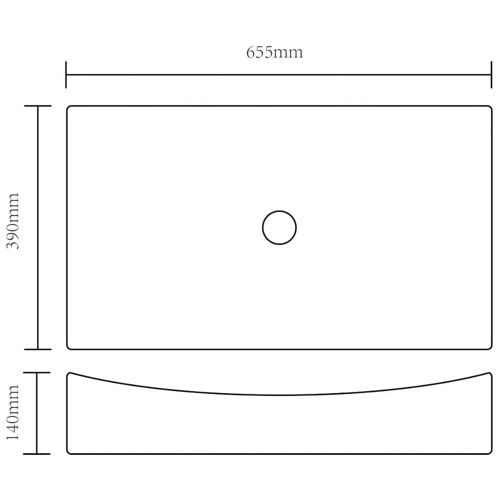 vidaXL Ceramic Bathroom Sink Basin Black Rectangular