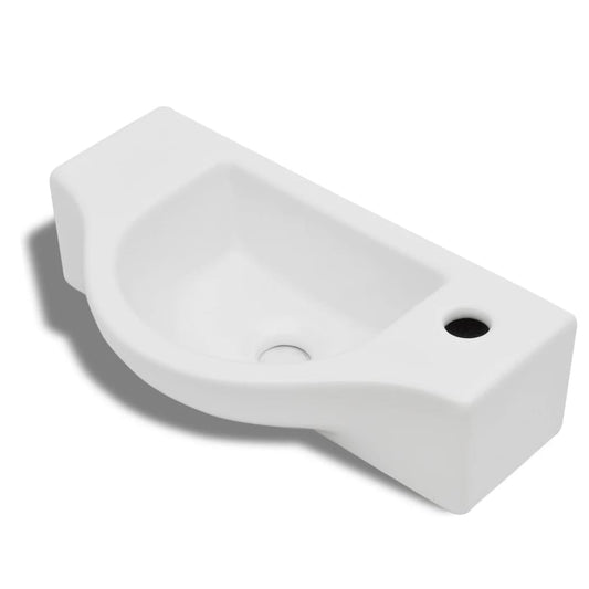 141930 Ceramic Bathroom Sink Basin with Faucet Hole White