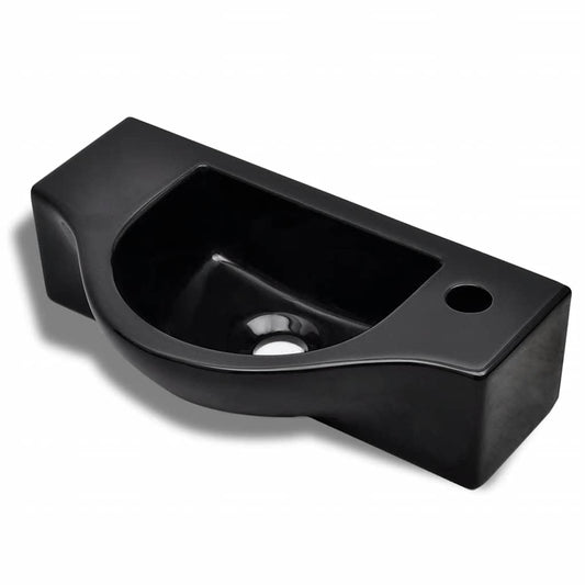 141931 Ceramic Bathroom Sink Basin with Faucet Hole Black