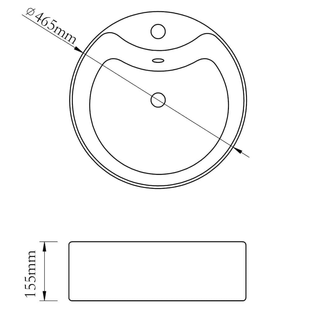 vidaXL Ceramic Bathroom Sink Basin Faucet/Overflow Hole White Round