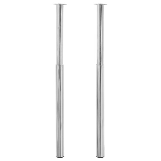 2 Telescopic Table Legs Chrome 710 mm-1100 mm