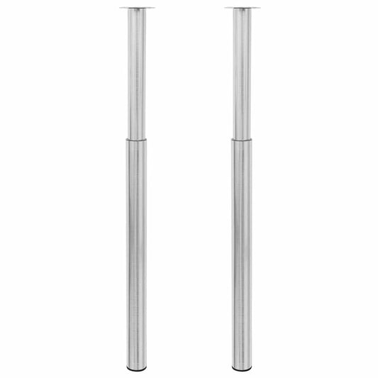2 Telescopic Table Legs Brushed Nickel 710 mm-1100 mm
