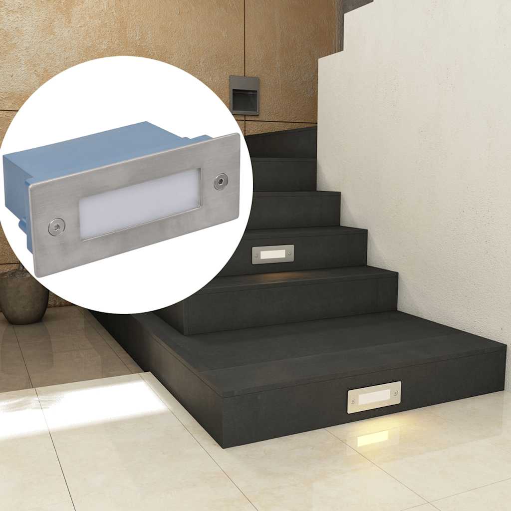 vidaXL 2 LED Recessed Stair Light 44 x 111 x 56 mm