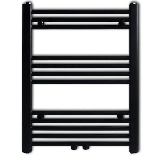 vidaXL Bathroom Heating Towel Rail Radiator Straight 600x764 mm Black