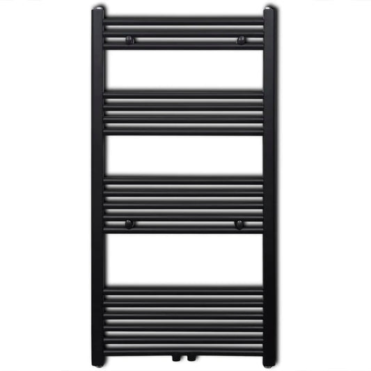 Black Bathroom Central Heating Towel Rail Radiator Straight 600x1160mm