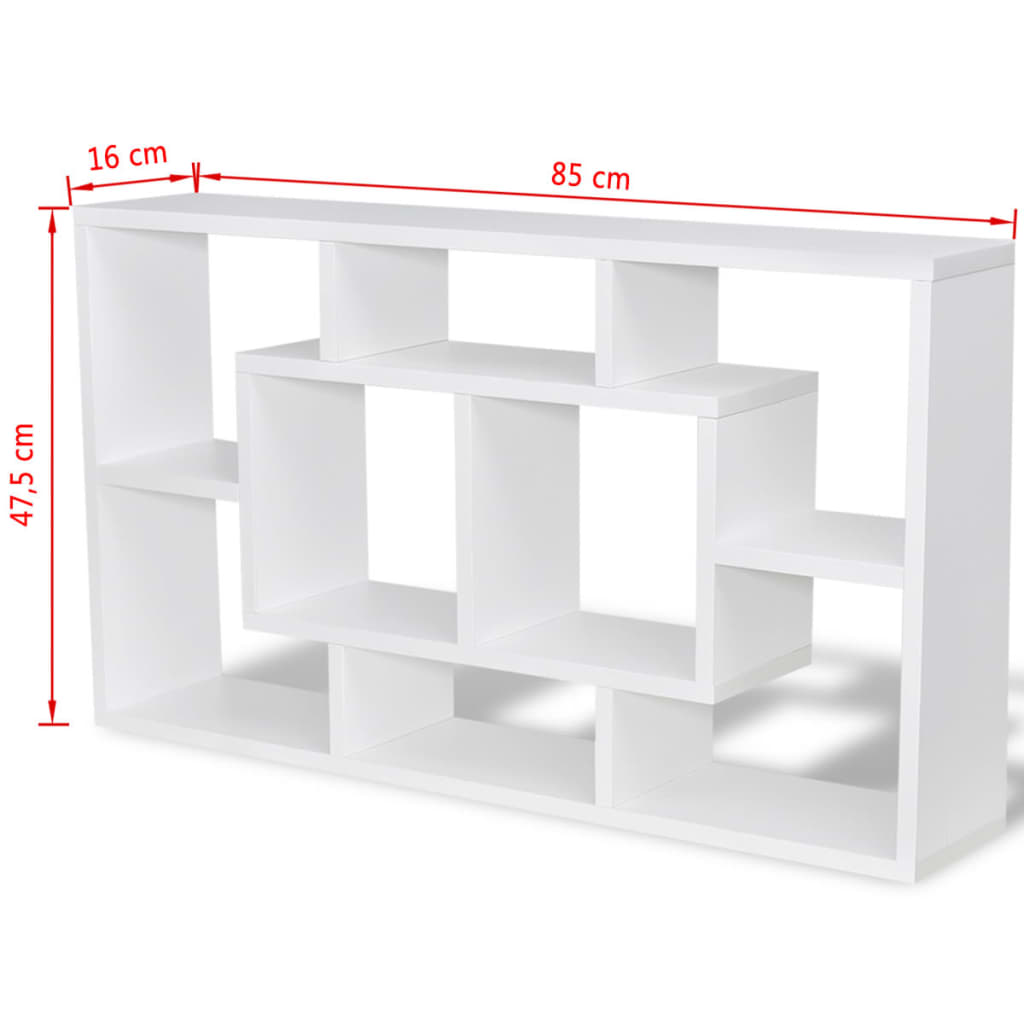 242548 Floating Wall Display Shelf 8 Compartments White