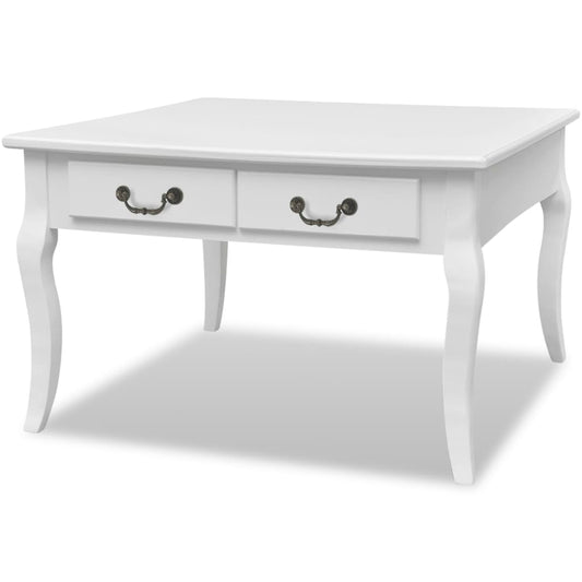 vidaXL Coffee Table | White | MDF and Pinewood | 80 cm x 80 cm x 50 cm