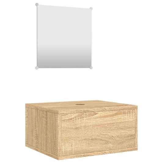 vidaXL Bathroom Furniture Set | Oak | Engineered wood, Glass | Small