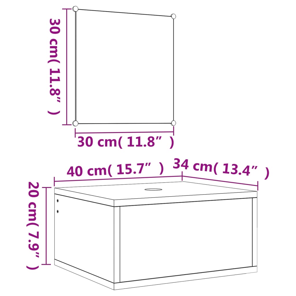 vidaXL Bathroom Furniture Set | Oak | Engineered wood, Glass | Small