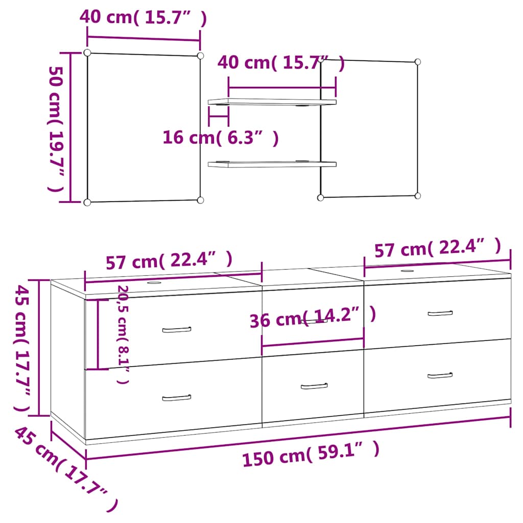 vidaXL 5 Piece Bathroom Furniture Set Black Engineered Wood