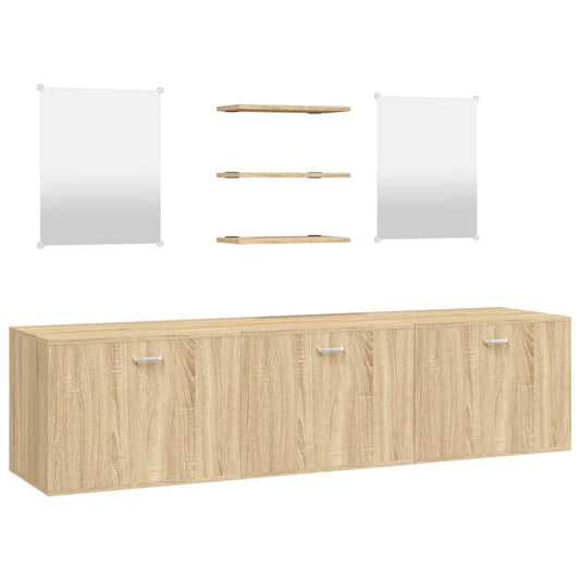 vidaXL 6 Piece Bathroom Furniture Set Oak Engineered Wood