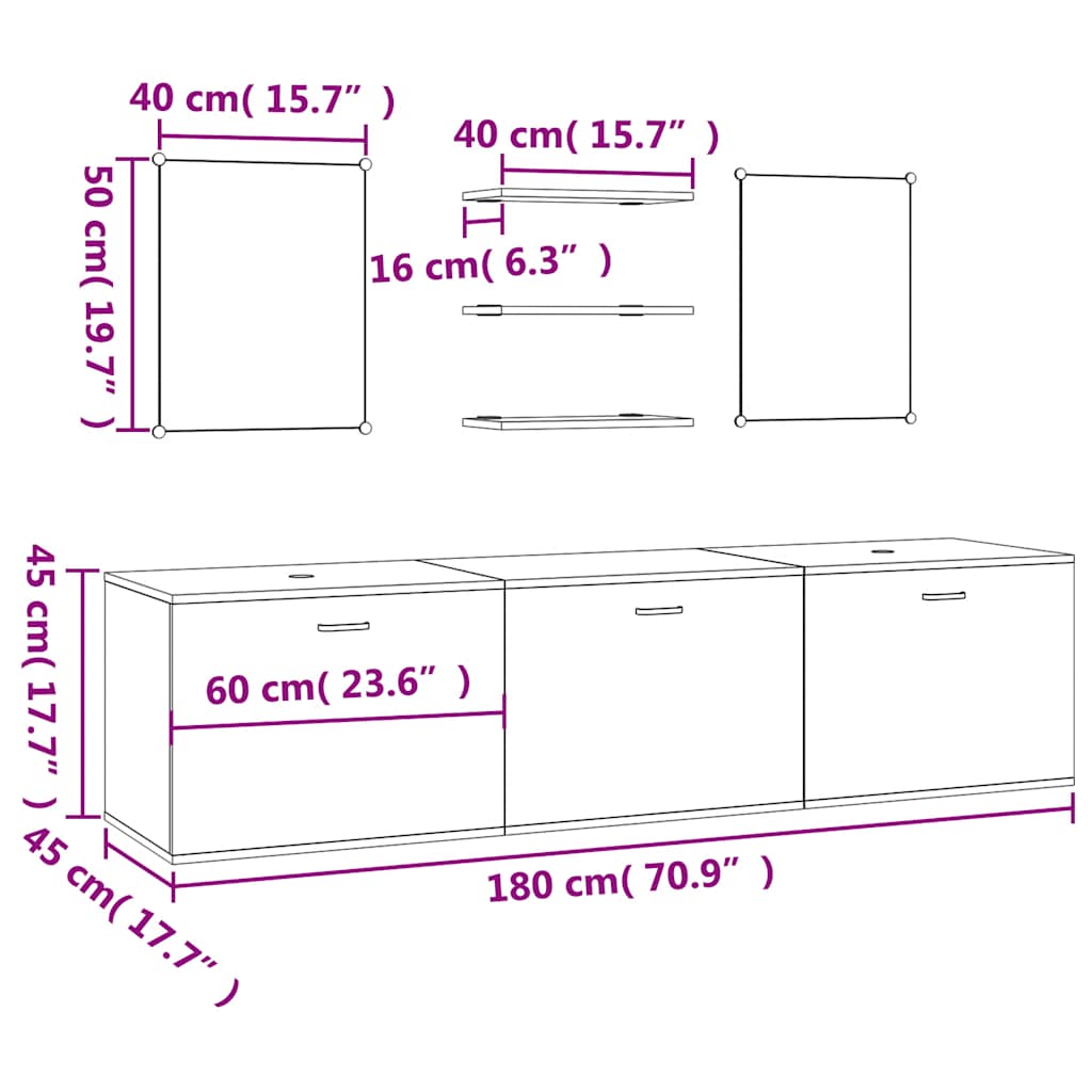 vidaXL 6 Piece Bathroom Furniture Set Oak Engineered Wood