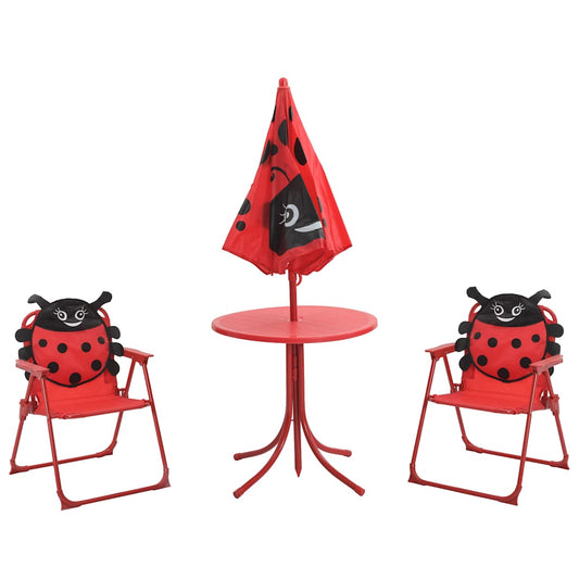 41842 vidaXL 3 Piece Kids'Garden Bistro Set with Parasol Red