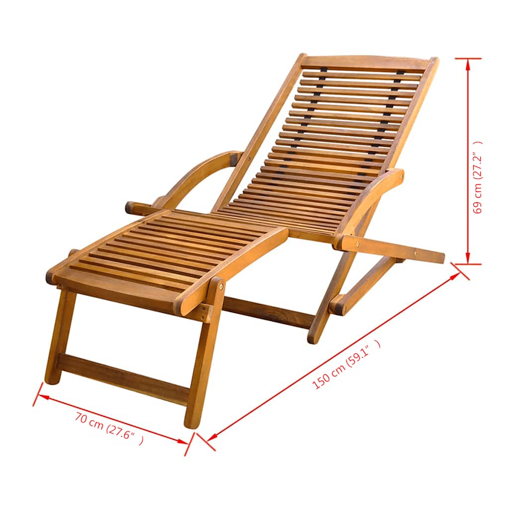 vidaXL Deck Chair | Light brown | Acacia wood | Standard | Foldable
