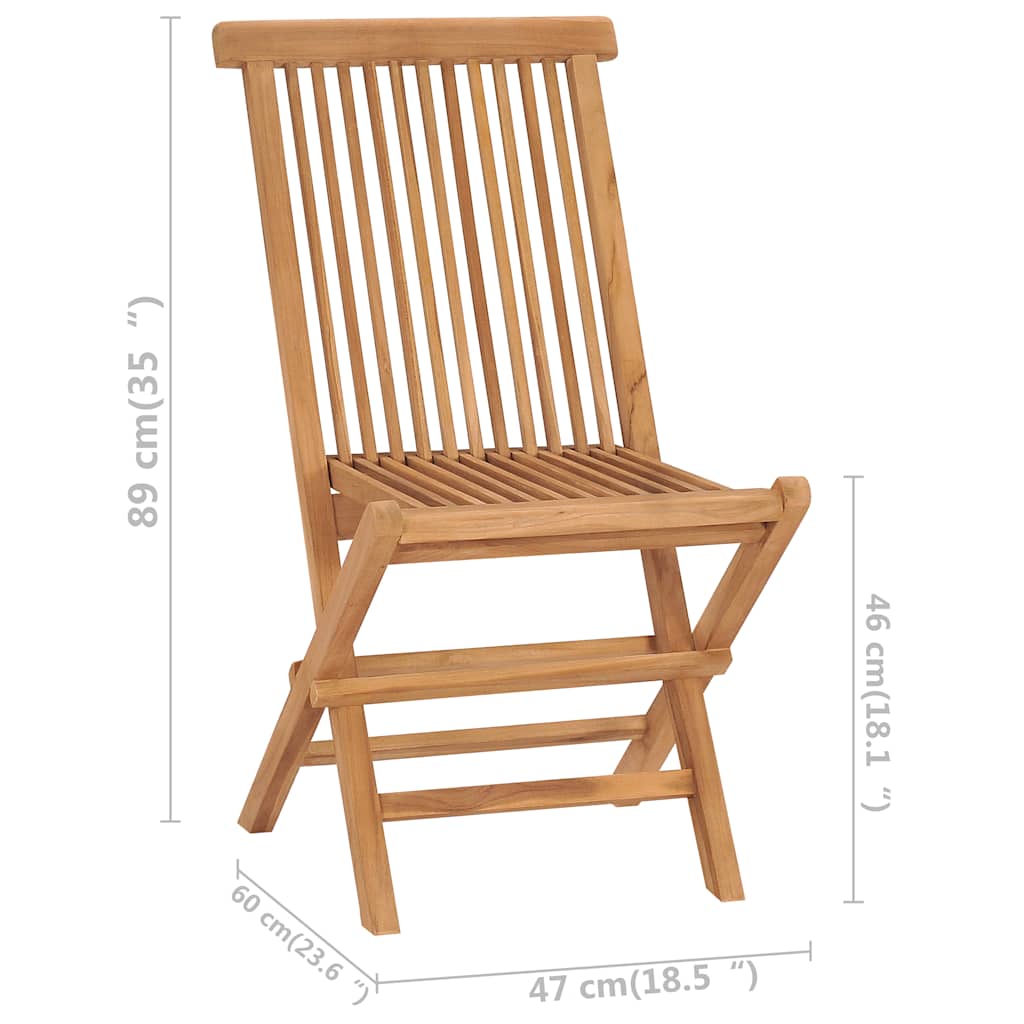 vidaXL Folding Chairs 2 pcs for Garden & Outdoor Teak Wood