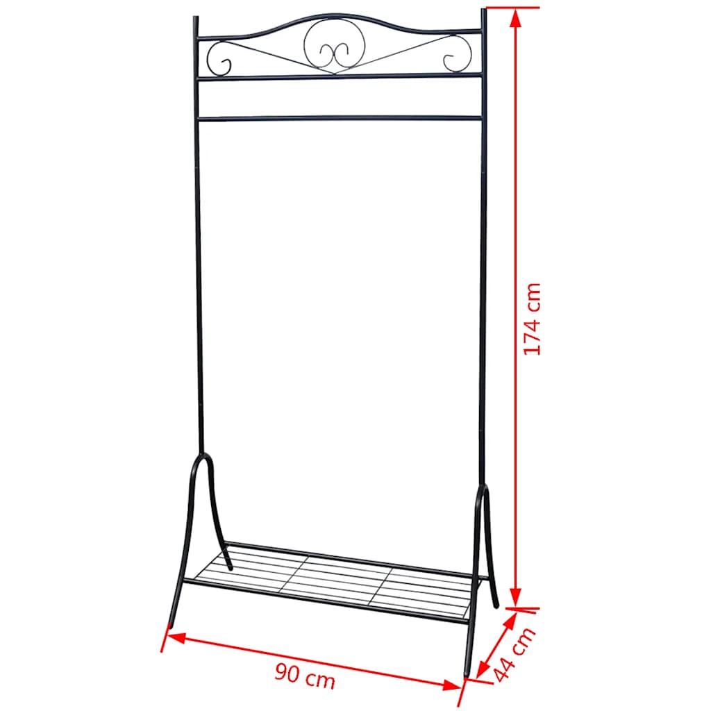vidaXL Clothing Rack | Black | Steel | 174 cm height, 90 cm length