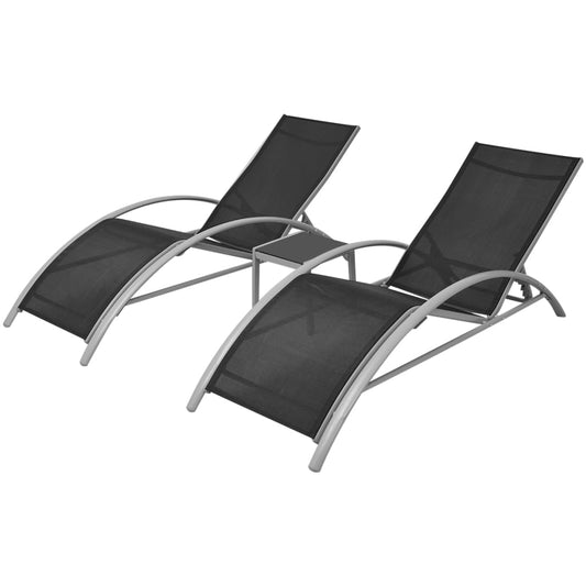 vidaXL Sun Lounger | Black | Powder-Coated Aluminium | Adjustable | Foldable