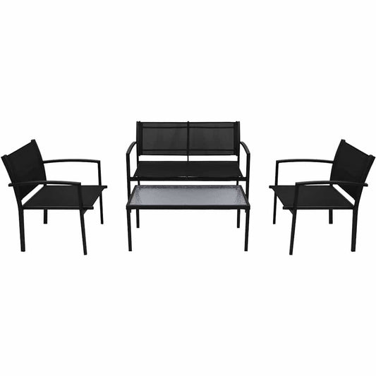 42162 vidaXL 4 Piece Garden Lounge Set Textilene Black