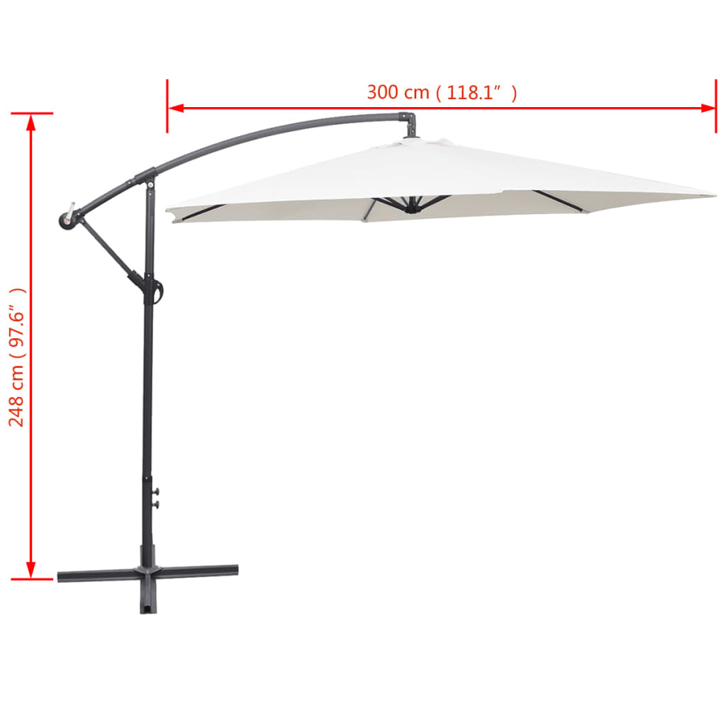 vidaXL Cantilever Garden Parasol | Sand White | Polyester | Large