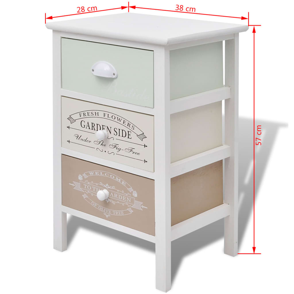 vidaXL French Storage Cabinet 3 Drawers Wood