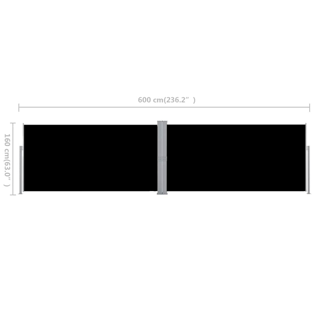 42178 vidaXL Retractable Side Awning Black 160x600 cm
