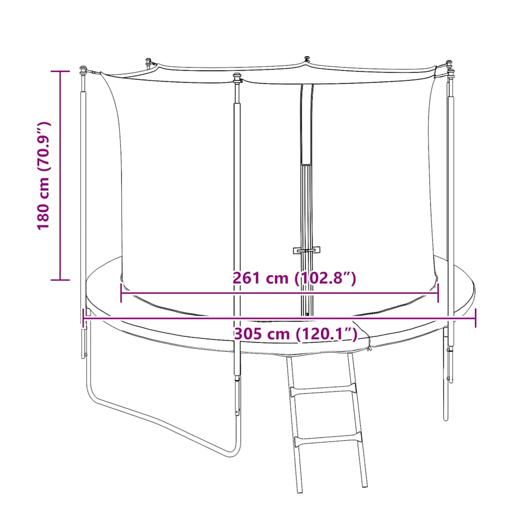 vidaXL Safety Net for 3.05 m Round Trampoline
