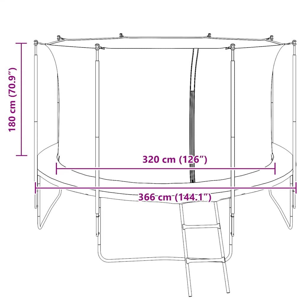 vidaXL Safety Net for 3.66 m Round Trampoline
