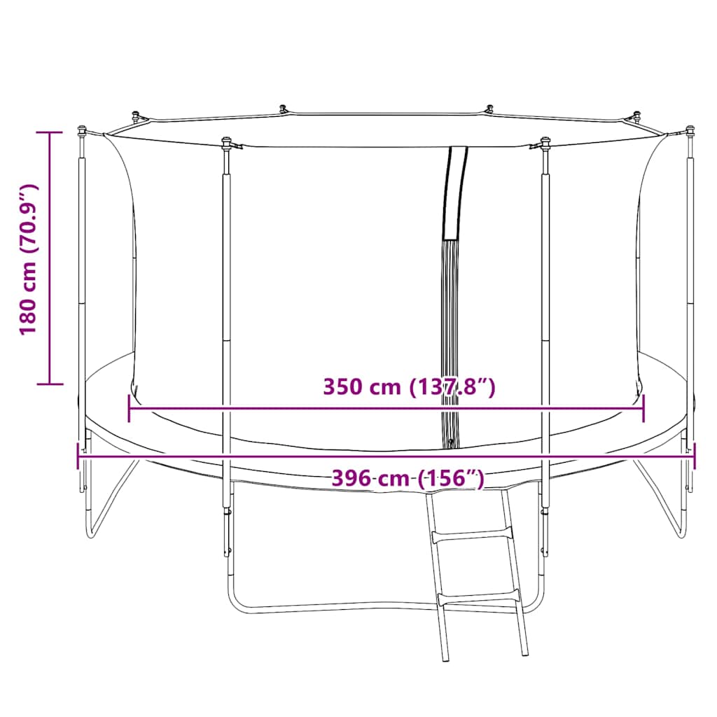 vidaXL Safety Net for 3.96 m Round Trampoline